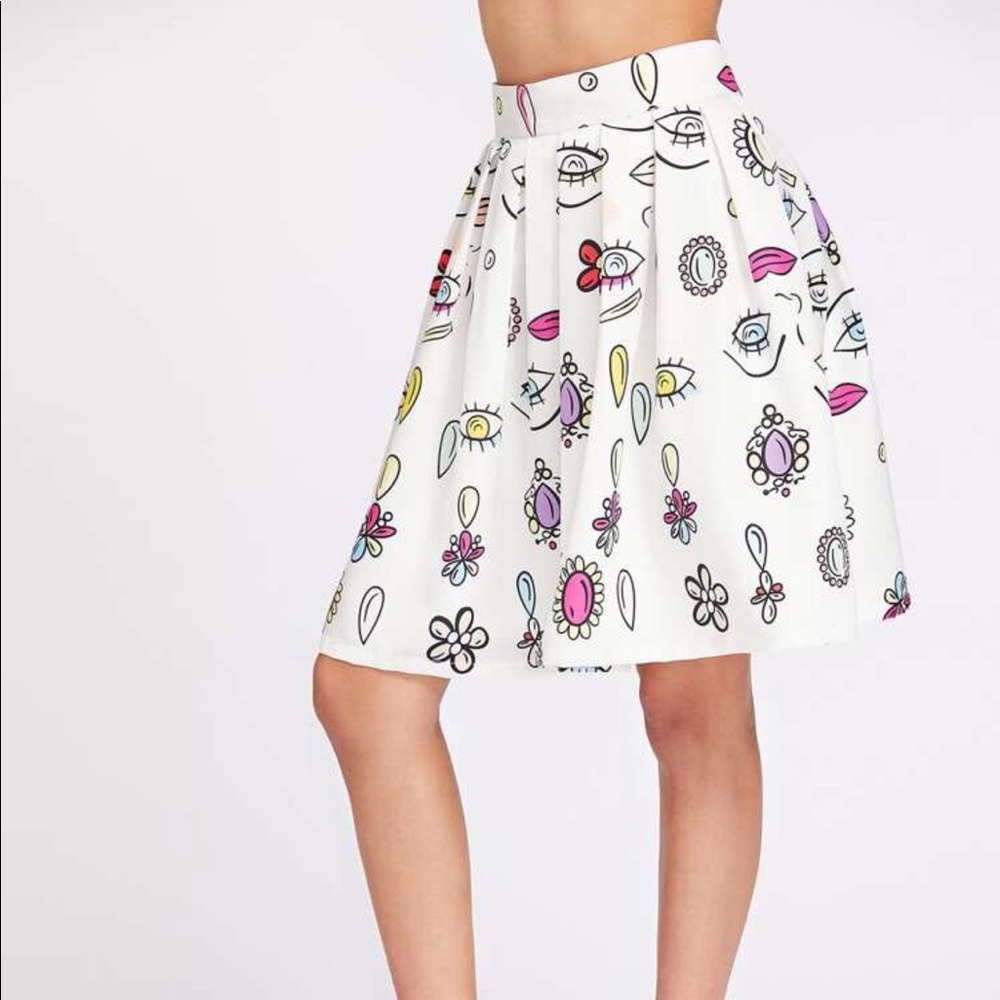 Eyes print zipper back skirt - Picture 1 of 3